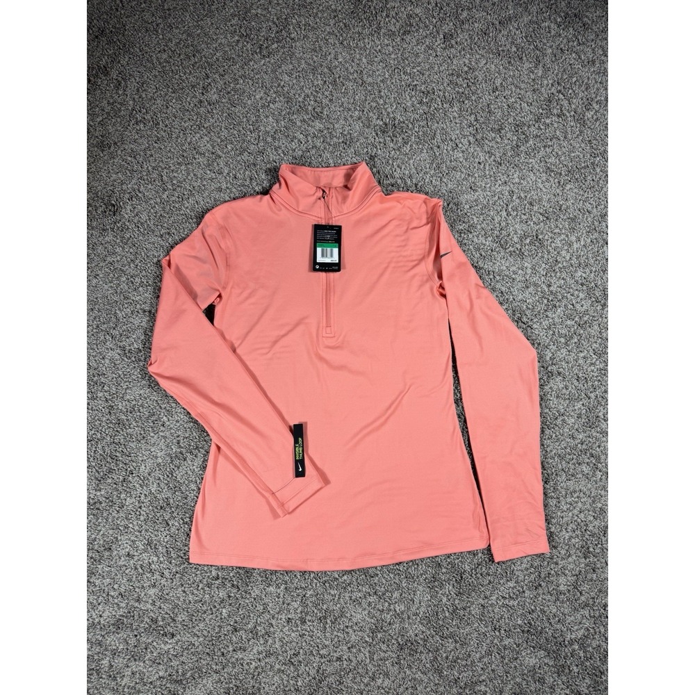 Nike Dri-FIT Running Pullover Womens XL Orange 1/4 Zip Long Sleeve
